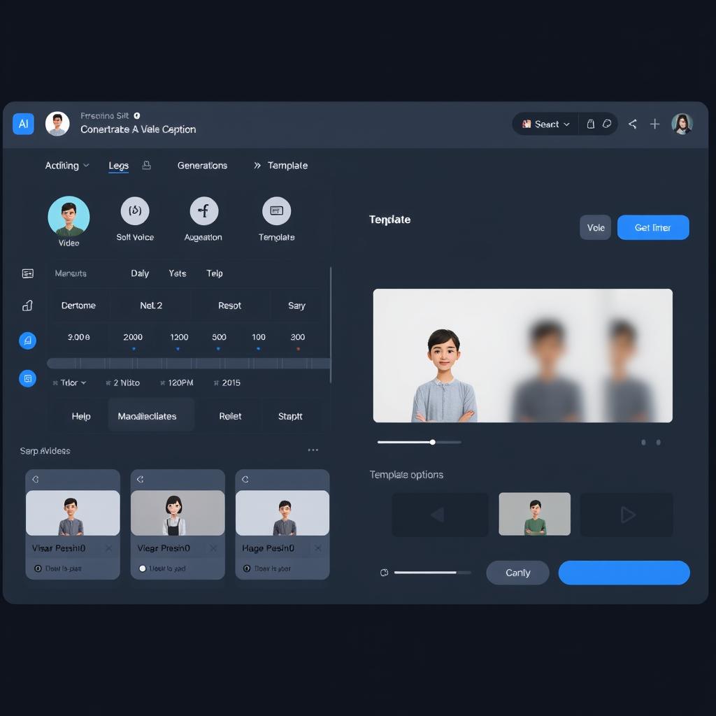 AI video creation tool interface with editing timeline