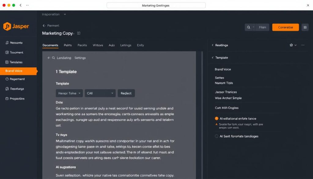 Jasper AI interface showing marketing copy generation